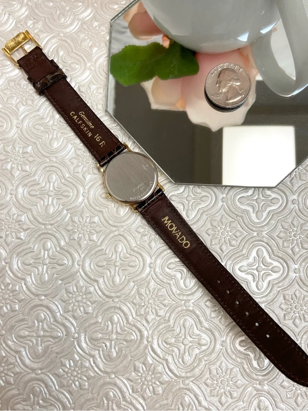 Vintage Movado Swiss Made Triple Date Moon Phase Ladies Dress Watch